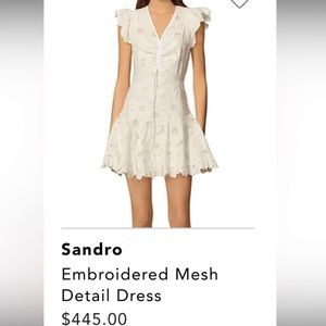 Sandro Embroidered Mesh Detail Dress